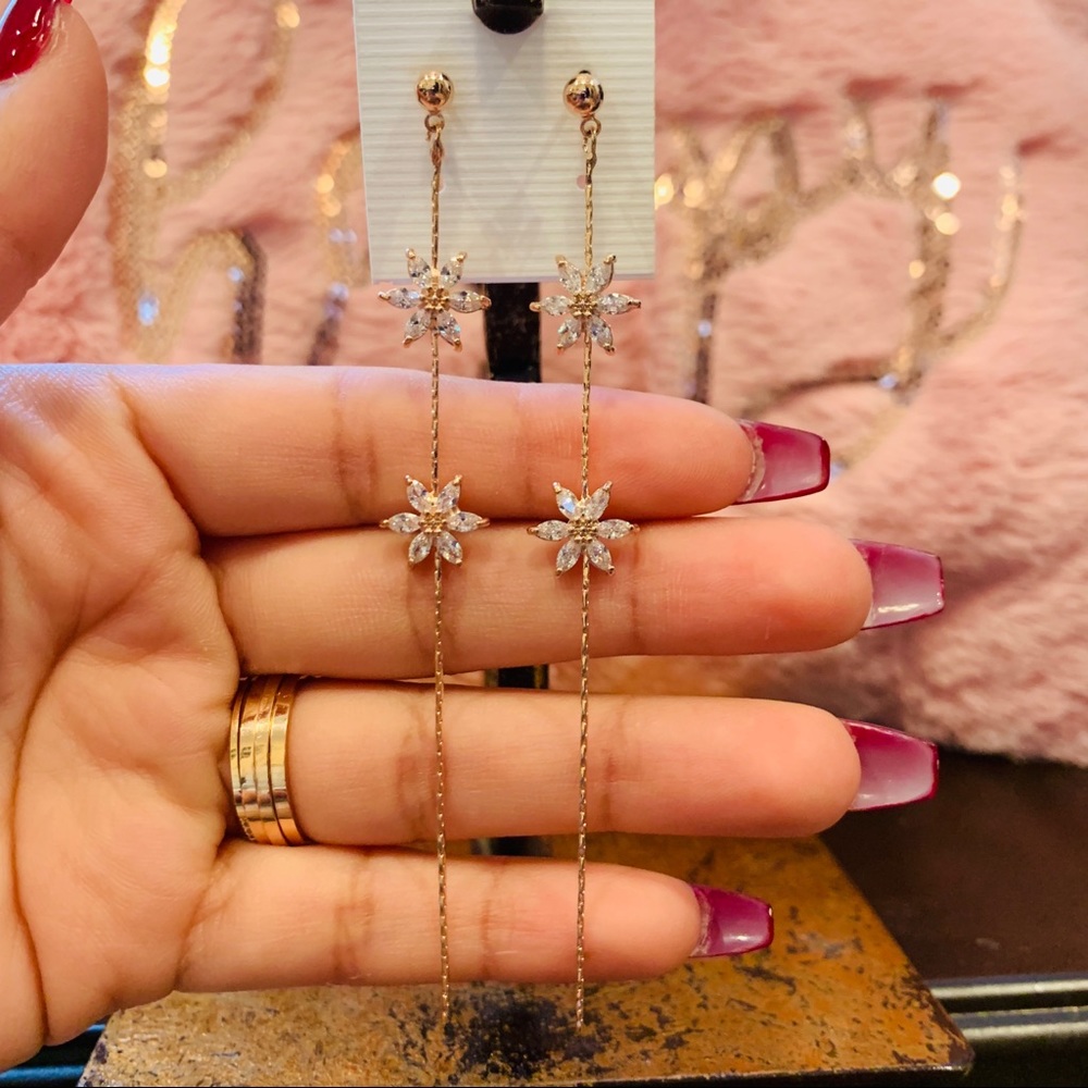 Korean Style Flower Dangle Earrings